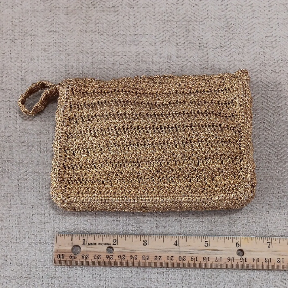 Gold Woven Clutch Bag